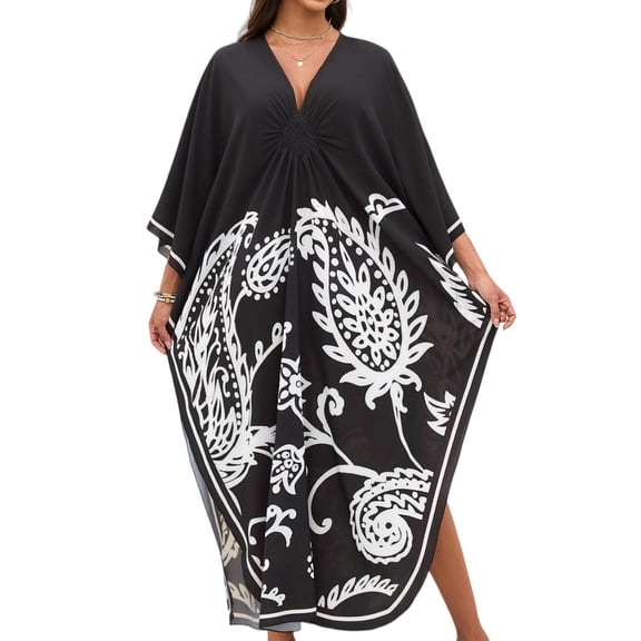 HAJWOH Moomoo Dress for Women Hawaiian Tropical Print Cotton Casual Loose Fit Summer Muumuu
