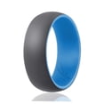thumbnail image 1 of Anillo de bodas de silicona - Colección Duo estilo cúpula - Azul claro-gris de ROQ para hombre - Anillo de 14 mm, 1 of 2