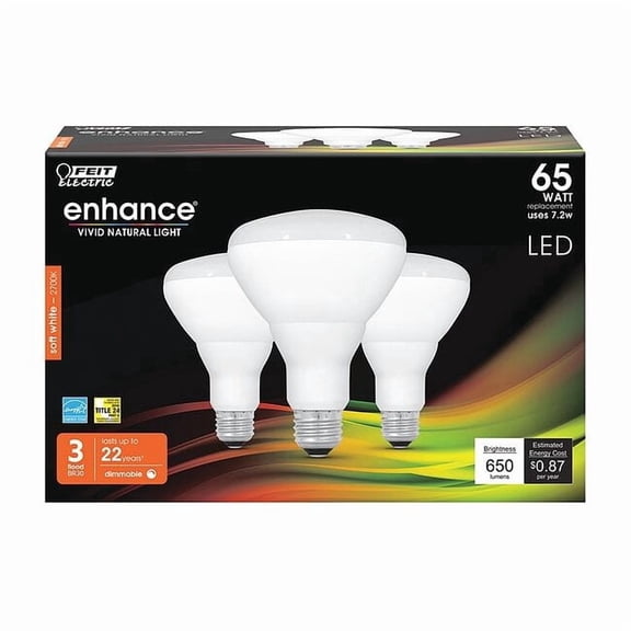 Feit Electric LED,7.2 W,BR30,Medium Screw (E26),PK3 BR30DM/927CA/3