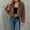 Brown, variant on Womens Faux Fur Jacket Fluffy Fur Coat Cropped Long Sleeve Lapel Fuzzy Winter Outerwear Open Front Warm Jackets White 2XL