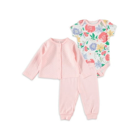 

Chick Pea Baby Girl 3 PC Quilted Cardigan Set Sizes Newborn-9 Months