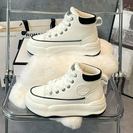 

Women‘s Platform High Top Skate Shoes Casual & Stylish Lace Up Sneakers Warm Plush Lined Sneakers Women‘s Footwear
