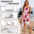 thumbnail image 3 of HELLHERO Pink Tropical Hibiscus Print Casual Midi Dress, Breathable Ladies Irregular Hem Casual Dress Irregular Hem Design Side Pockets Summer Sleeveless Dress, 3 of 8