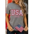 thumbnail image 3 of Women's Gray USA Star Bow Knot Print Crew Neck T-Shirt, 3 of 7