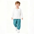 thumbnail image 2 of oelaio Toddler Baby Kid Fall Winter Clothes 2 Piece Outfit Long Sleeve Henley Shirt and Cinch Bottom Pants Set Boys Girls Casual Sweatsuit Sets Light Blue 2 Years, 2 of 6