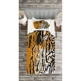 thumbnail image 3 of Ambesonne Tiger Quilted Bedspread Set 2 Pcs, Sketch Bengal Carnivore, Twin Size, Pale Brown Black, 3 of 3