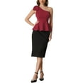 thumbnail image 2 of MODA NOVA One Shoulder Top for Juniors Bow Ruffled Peplum Top, 2 of 5