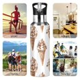 thumbnail image 7 of Yayeee 33oz Insulated Water Bottle Double Wall Stainless Steel with Flip Straw Lid, Brown Ice Cream Pattern, 7 of 7