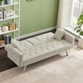 thumbnail image 2 of Aukfa 75" Tufted Futon Convertible Sofa Bed, Arm Couch for Home Office, 2 Pillow&Cup Holder, Beige, 2 of 8