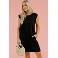 thumbnail image 5 of Women's Black Textured Cap Sleeve Shift Mini Dress - Effortlessly Chic | [ZhiHiMeRi] | (US 12-14)L, 5 of 12