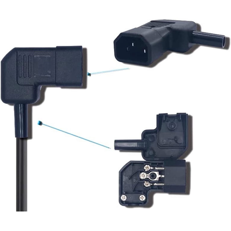 Connettore Di Alimentazione IEC320 C14 Maschio - C13 Femmina, Curvo 90°, 10A 250V