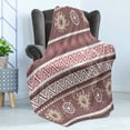thumbnail image 4 of Zambia Soft Flannel Fleece Throw Blanket, Antique Traditional in Earthen Tones with Sun Boho Pattern, Cozy Plush for Indoor and Outdoor Use, 60" x 80", Dried Rose Yellow, by Ambesonne, 4 of 5