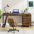 thumbnail image 4 of Tribesigns 59-Inch Computer Desk, Large Desk with Reversible 3-Drawer Cabinet, Industrial Writing Desk Workstation for Home Office, Rustic Brown, 4 of 5