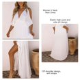thumbnail image 1 of Robe d'Été Col en V, Épaules Dénudées Polyester Robe Maxi Col en V pour Activités Extérieures Blanc TG, 1 of 6