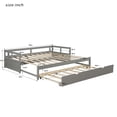 thumbnail image 3 of Extendable Daybed with Trundle, Wooden Daybed Twin or Double Twin, Kids Twin Size Trundle Daybed for Kids Teens Adults, No Box Spring Required (Twin/Double Twin, Gray), 3 of 7