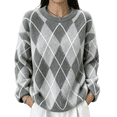 thumbnail image 2 of Sweaters for Women Oversized Knit Pullover Crewneck Colorblock Long Sleeve Fall Winter Tops, 2 of 4