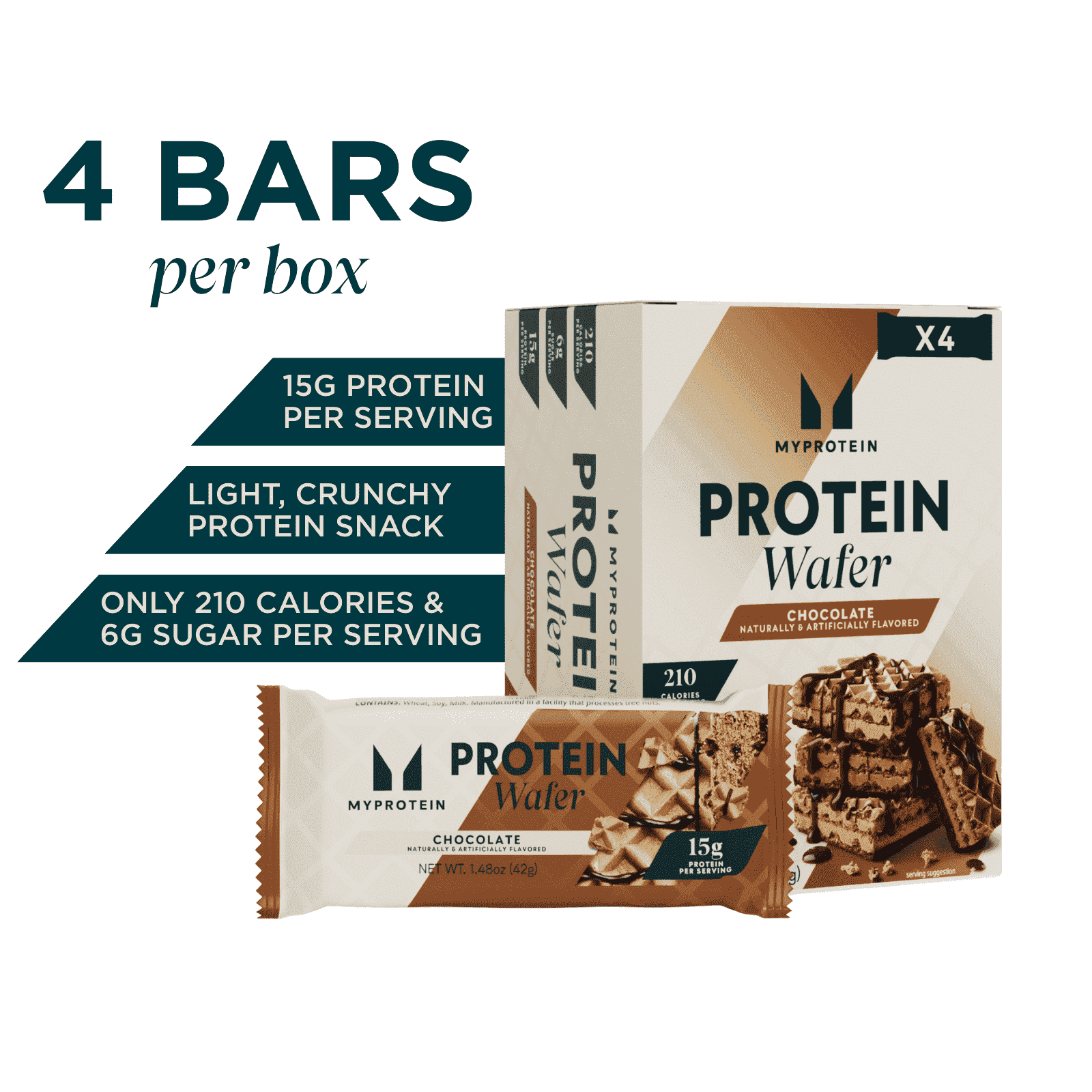 Myprotein Crunchy Chocolate Protein Wafers - 4 Pack High Protein Bars
