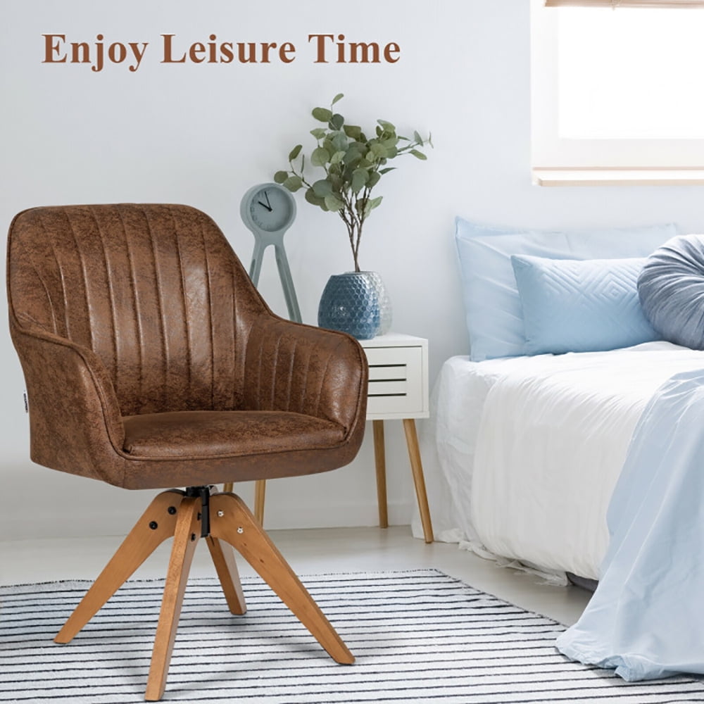 Finihen Modern Accent Chair, Fabric Swivel Accent Chair with Beech Wood Legs, for Bedroom, Living Room, Dining Room, Brown Finihen Modern Accent Chair, Fabric Swivel Accent Chair with Beech Wood Legs, for Bedroom, Living Room, Dining Room, Brown