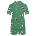 thumbnail image 4 of Cavosen Christmas Two Piece Lounge Set for Women Pajamas Xmas Cute Santas Snowflake Print Sleepwear Outfits with Pocket Button down Lapel Neck Short Sleeve Tops Short Pants Nightwear Soft Pjs, 4 of 6