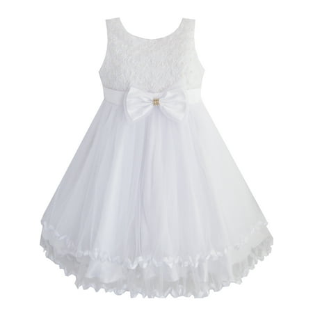 Girls Dress White Pearl Tulle Layers Wedding Pageant Flower Girl Kids 2 ...