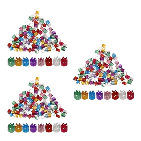 Masteelf 300 pcs  Hair Jewelries Dreadlocks Accessories Braids Hair Cuffs Decorations Crown Shape Hair Rings Braid Hair Jewelries Hair Braid Cuff Charms Hair Cuffs Dreadlocks Charms