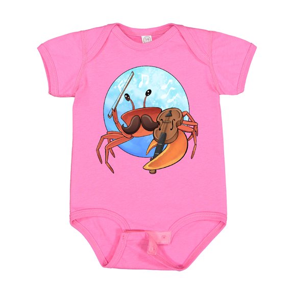 Inktastic Fun Fiddler Crab with Violin and Mustache Boys or Girls Baby Bodysuit