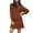 Brown, variant on Sweaters for Women,FashionSolid Color Knit Dress with Color Block and Long Sleeve Comfortable Crew Neck Sweater Dress Combines Style with Cozy Warmth