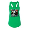 thumbnail image 2 of Wild Bobby, Born To Be Free Blad Eagle and American Flag Cars and Trucks Ladies Racerback Tank Top, Kelly, Medium, 2 of 3