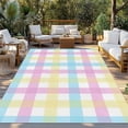 thumbnail image 2 of Easter Plaid Outdoor Rug for Patio/Deck/Porch, Non-Slip Large Area Rug 3 x 5 Ft, Spring Buffalo Plaid Simple Colorful Indoor Outdoor Rugs Washable Area Rugs, Reversible Camping Rug Carpet Runner, 2 of 8