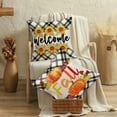thumbnail image 4 of nukooo Cotton Linen 18x18 Inch Set of 4 Throw Pillow Covers Welcome Fall Gather Quotes Cushion Case Buffalo Geometry Sunflower Pumpkin Thanksgiving Pillowcase, 4 of 6