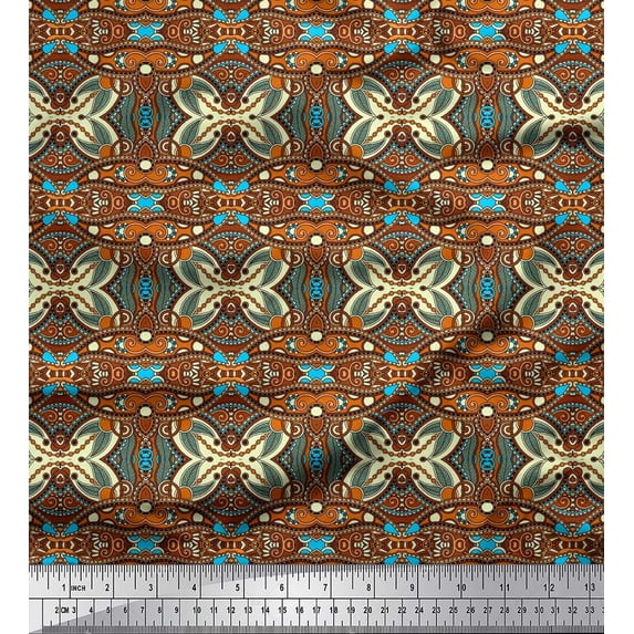 Soimoi Cotton Jersey Fabric Leaves & Paisley Ethnic Print Sewing Fabric Yard 58 Inch Wide