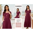 thumbnail image 6 of Asklazy Women's Wrap Crew Neck Short Sleeve Maxi Dress With Pockets,US Size,Floral Wine Red,S, 6 of 9