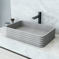 thumbnail image 2 of VIGO Cadman Modern Gray Concreto Stone 21 in. L x 14 in. W x 5 in. H Rectangular Fluted Bathroom Vessel Sink, 2 of 10