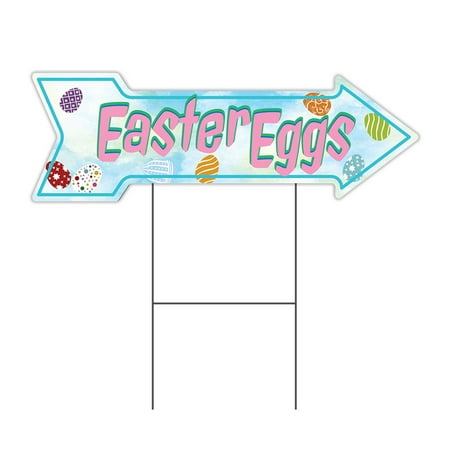 SignMission C-ARROW10-999884 10 x 30 in. Corrugated Plastic Single Sided Arrow Sign - Easter Eggs