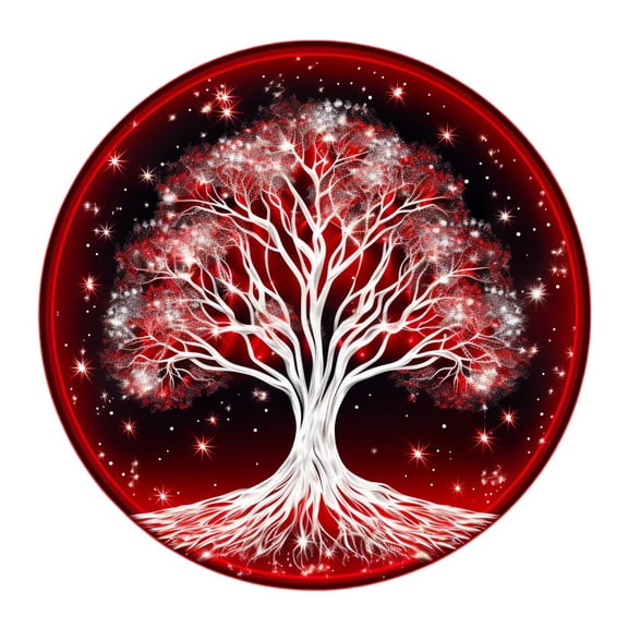 DIY Stamped Cross Stitch Kits White Silver Red Tree for Beginners Easy 11CT Needlepoint Embroidery Counted Cross Stitch Kits Art Craft Wall Decoration and Gift 35x35cm