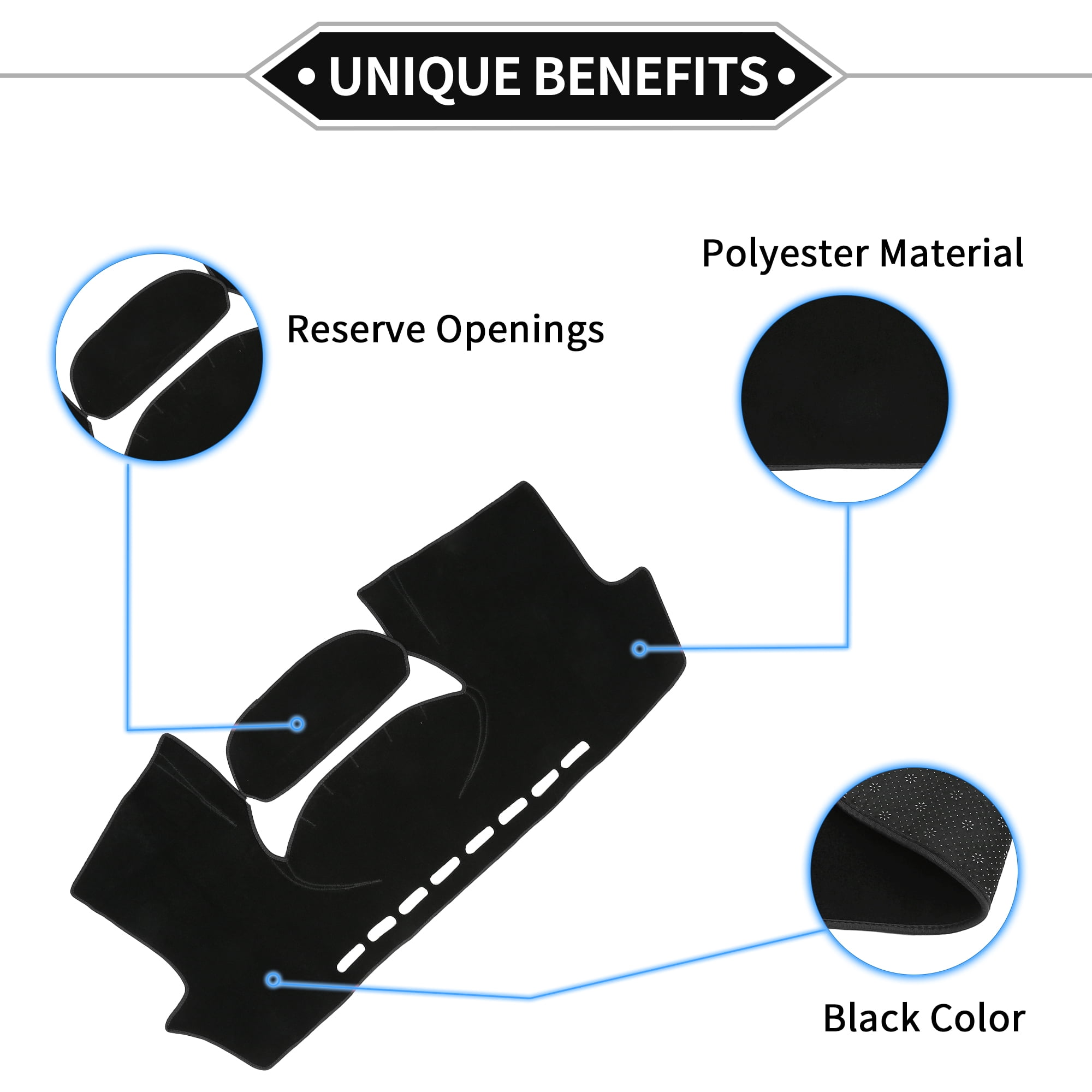Unique Bargains Dash Cover Compatible for Toyota Yaris, Non-Slip Polyester Center Console Dashboard Cover Pad Carpet Black For TOYOTA YARIS 2004-2011
