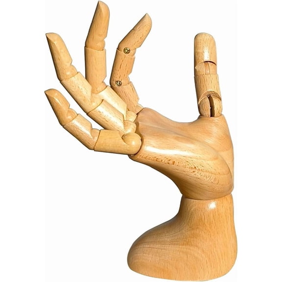 Modelo de mano de maniquí para uñas y dibujo, mano derecha femenina de madera