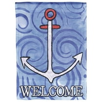 Dicksons Magnolia Garden Welcome Anchor Nautical Blue Swirl 18 x 13 Polyester Outdoor Garden Flag