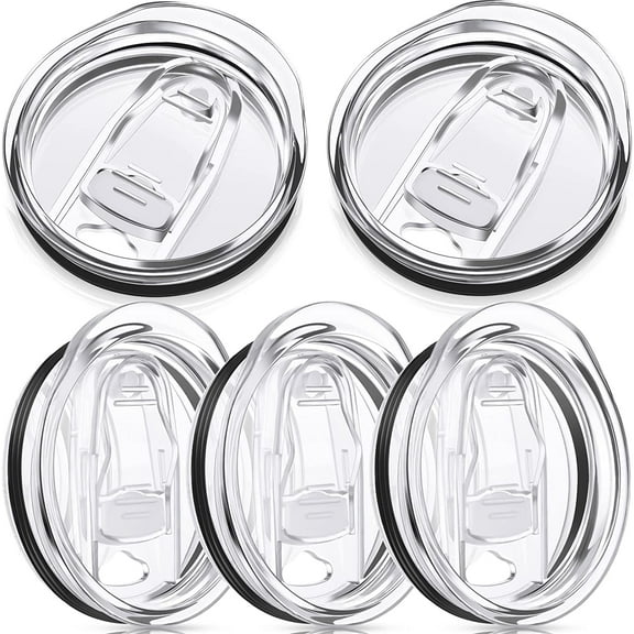 Siisll 5 Pcs 20 oz Skinny Replacement Lids Tumbler Replacement Lids Plastic Splash Resistant Lids Covers Spill Proof Skinny Tumbler Lid Cup Covers (Clear Color)