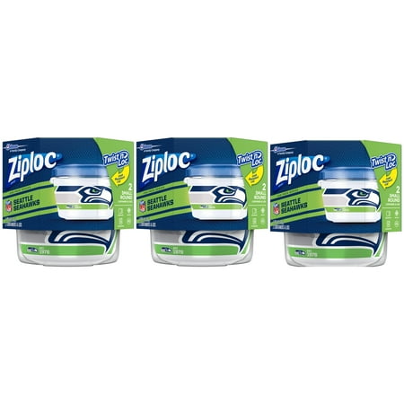 Ziploc Brand NFL Seattle Seahawks Twist 'n Loc Containers, Small, 2 ct, 3