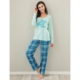 thumbnail image 4 of Women's Two Piece Sleepwear Set Knit Top with Flannel Pants RHW2864, 4 of 7