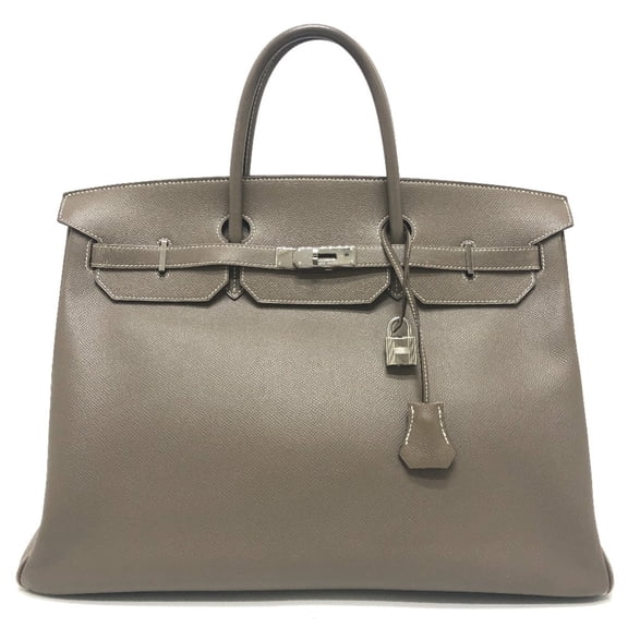 Pre-Owned HERMES Birkin 40 Handbag, Epsom Leather, Women's, Silver Hardware, Etoupe... (Good)