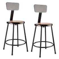 (Pack of 2) NPS 24" Heavy Duty Steel Stool With Backrest, Black