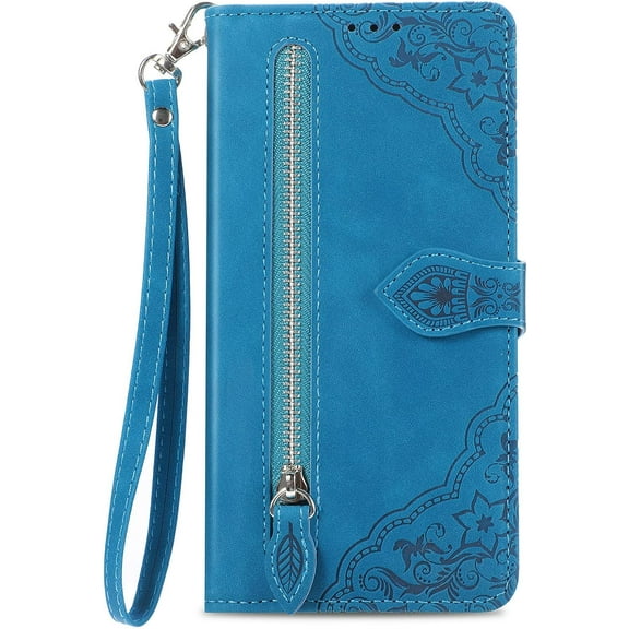 ZUKKASHAN Zip Wallet Case Compatible with Apple iPhone 11 Phone Case Wallet with Credit Card Holder Strap Stand Women Leather Flip Case Floral Folding Cover Shockproof