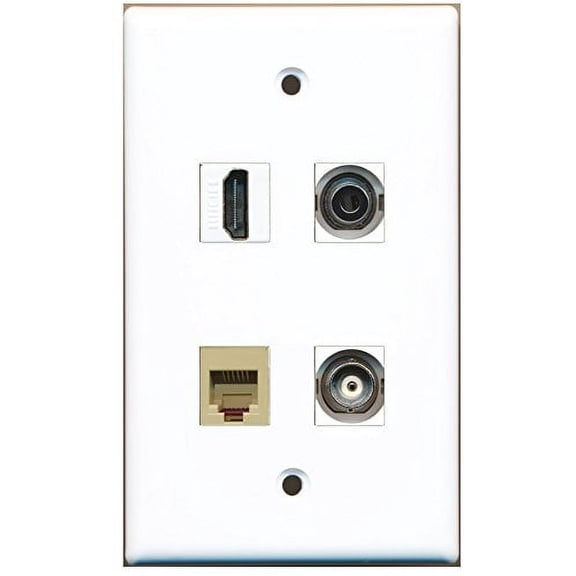 RiteAV - 1 Port HDMI 1 Port Phone RJ11 RJ12 Beige 1 Port 3.5mm 1 Port BNC Wall Plate