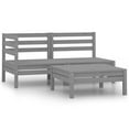 thumbnail image 1 of vidaXL 3 Piece Garden Lounge Set Solid Pinewood Grey, 1 of 5