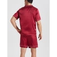 thumbnail image 4 of LANBAOSI Mens Satin Silk Pajama Set Short Sleeve Sleepwear Summer 2 Piece Loungewear, 4 of 8