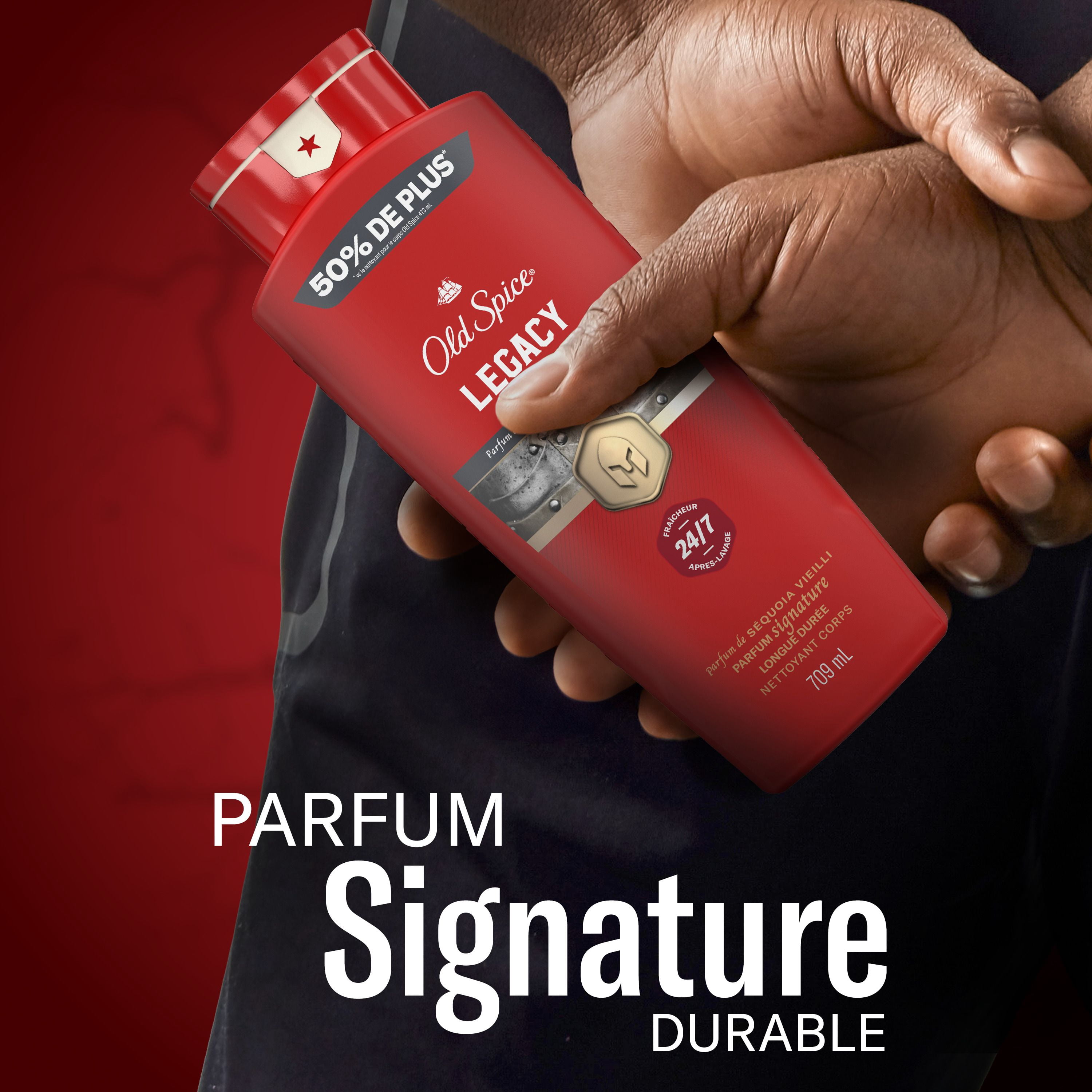 Old Spice Red Collection Body Wash for Men, Legacy Scent, Refreshing Clean, Moisturizing Formula, Long-Lasting Fragrance, 709ml