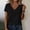 *Black, variant on ClodeEU Women's V Neck Ruffle Trim Short Sleeve Blouse,Casual Loose Fit Solid Color Top Purple,Women's Plus L