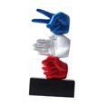 thumbnail image 1 of Estatua de piedra, papel o tijera de resina, adorno de mesa de 35,5 cm de alto, hecha a mano, color azul Base negra, 1 of 9